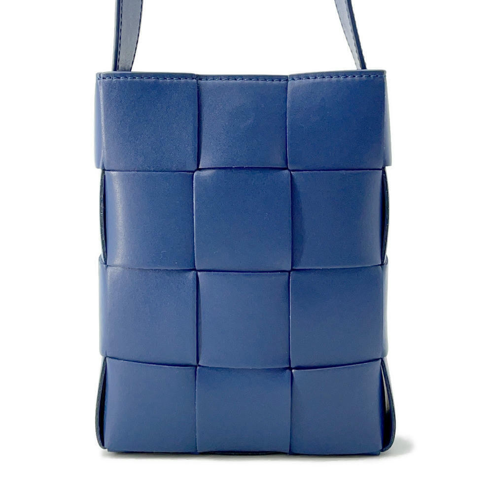 Bottega Veneta Cassette Intrecciato Leather Phone Crossbody Bag Blue